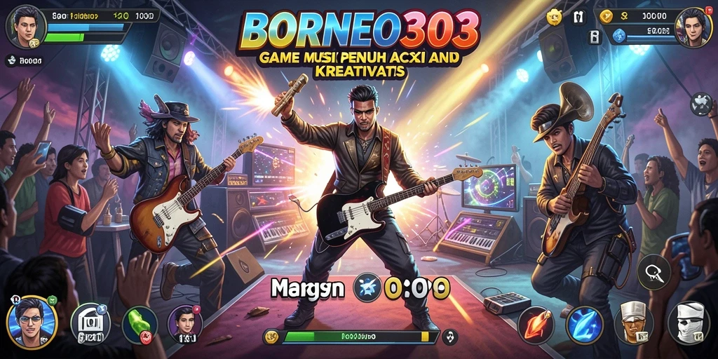 Screenshot gameplay BORNEO303 yang menampilkan aksi seru dengan musik.