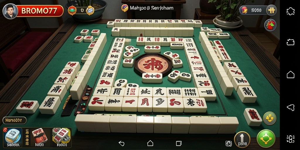 Tampilan gameplay Mahjong yang mengasyikkan di BROMO77.